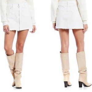 We the Free Front Zip Jean Mini Skirt White 29